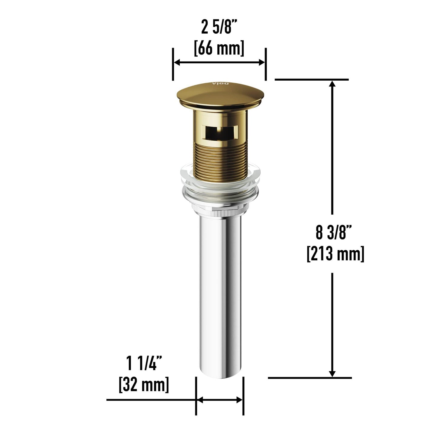 VIGO 1.75 in. Bathroom Sink Pop-Up Drain with Overflow in Matet Brushed Gold - VG16002MG