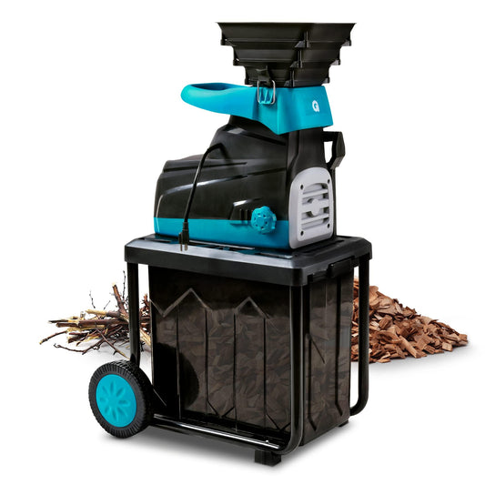 G Garden Wood Chipper Electric Quiet Silent 1.5-1.7 Inch Max Branch Capacity 14.5-Amp 1800Watt 120VAC 17:1 Reduction Ratio with 40L Collection Bin use for Fire Prevention Building and Firebreaks (MISSING PIECES)