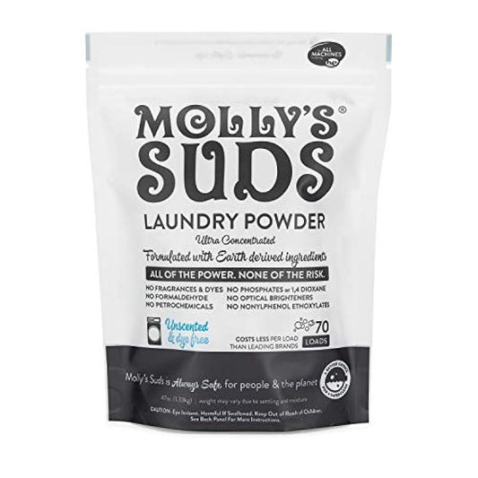 Molly's Suds Original Laundry Detergent Powder | Natural Laundry Detergent Powder for Sensitive Skin | Earth-Derived Ingredients, Stain Fighting | 70 Loads (Unscented) | Great Holiday, Christmas Gift