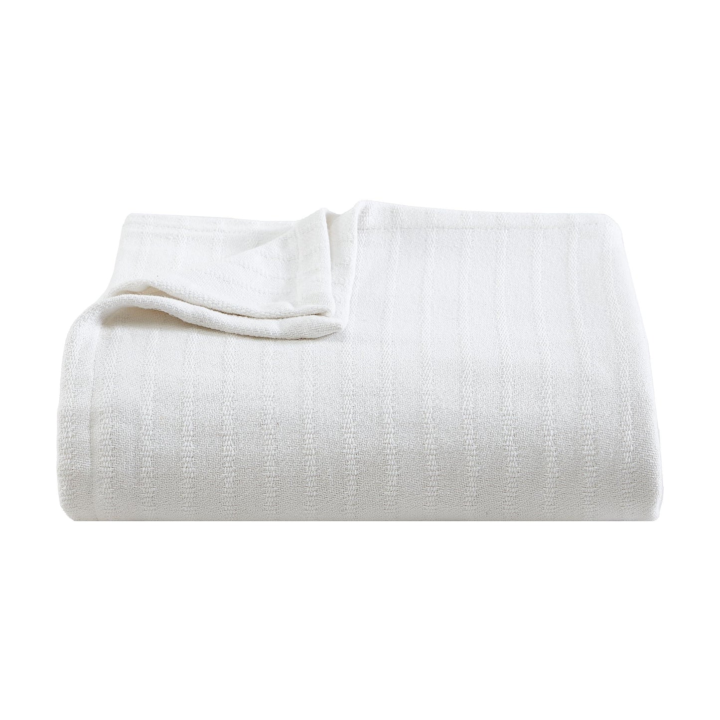 Vera Wang- Queen Blanket, Designer Cotton Bedding, Medium Weight Home Decor for All Seasons (All Over Rib White, Queen)