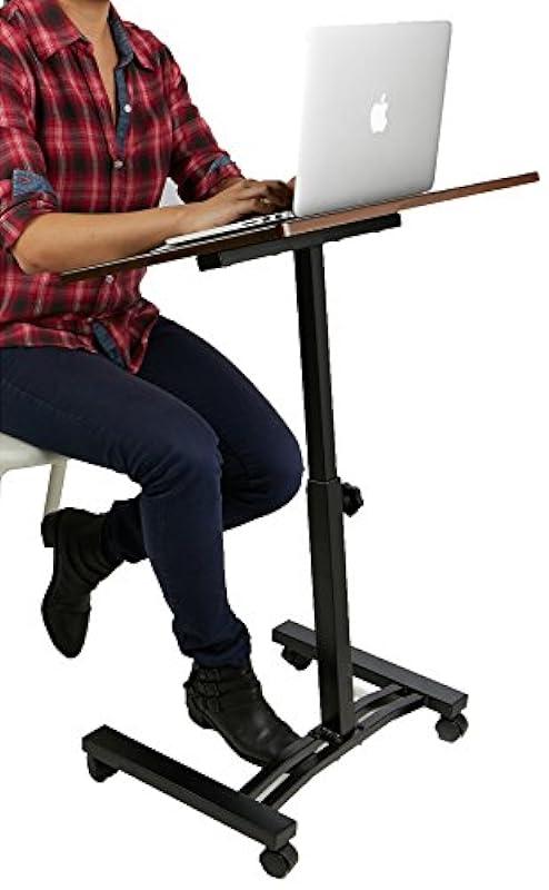 Mind Reader Sit and Stand Laptop Cart, Lap Desk, Adjustable, Black