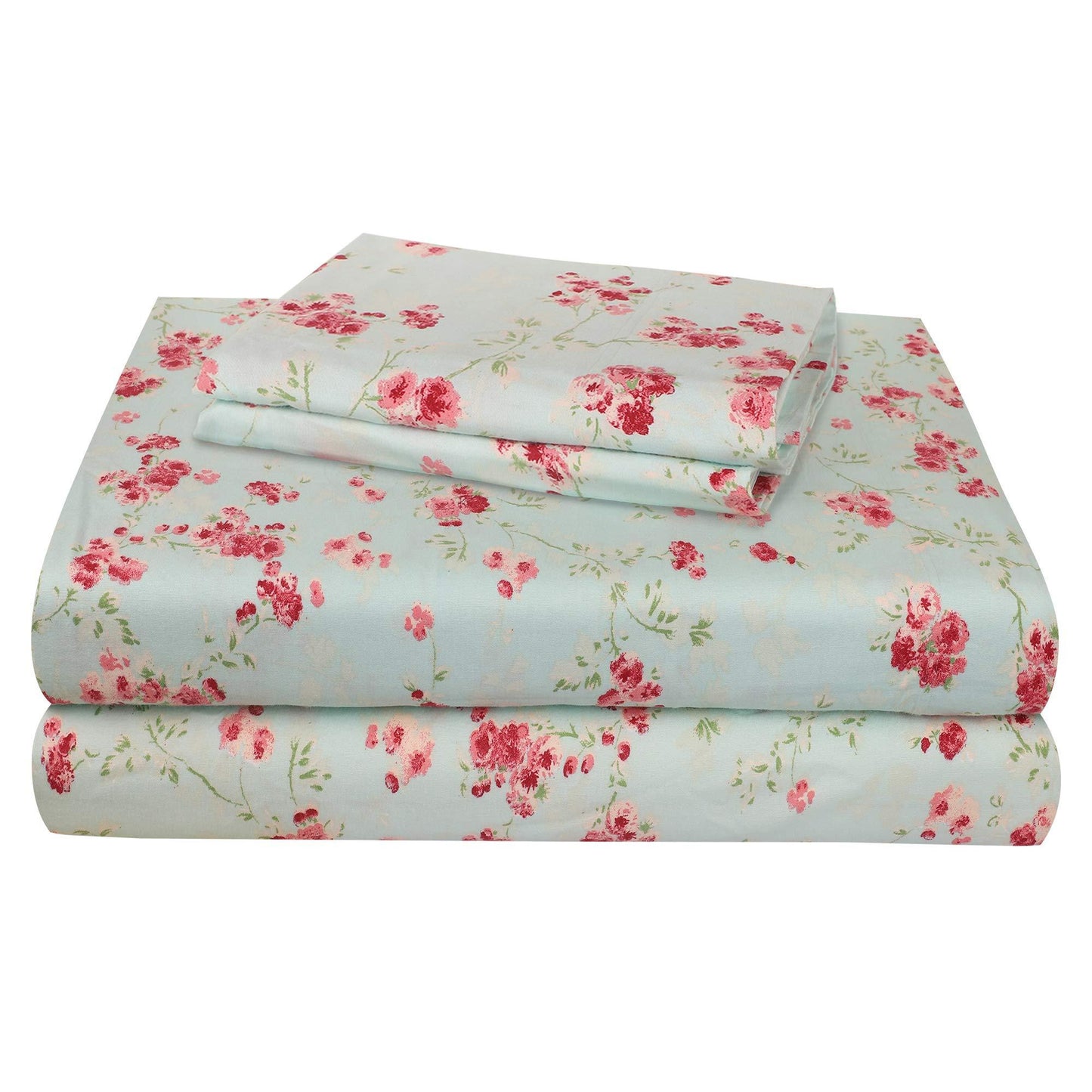 SUN WASHED 100% Cotton 170 GSM Flannel, Super Soft, Warm & Fuzzy 4 Piece Bedding, King Sheet Set, Upto 15" Deep Pocket, Tiny Trial Print