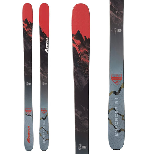 Nordica Men's Enforcer 94 All-Mountain Skis | High-Performance Innovative Durable Lightweight Stable Rocker Skis, Gray/Red, Size: 172