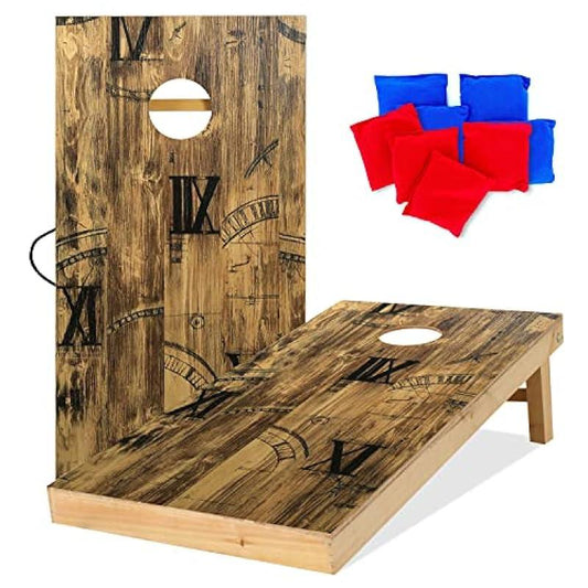 UKASE Solid Wood Regulation Size Cornhole Set, 2'x4' Waterproof Bean Bags Toss Game, Portable Cornhole Borads Includes 8 Corn Hole Toss Bags