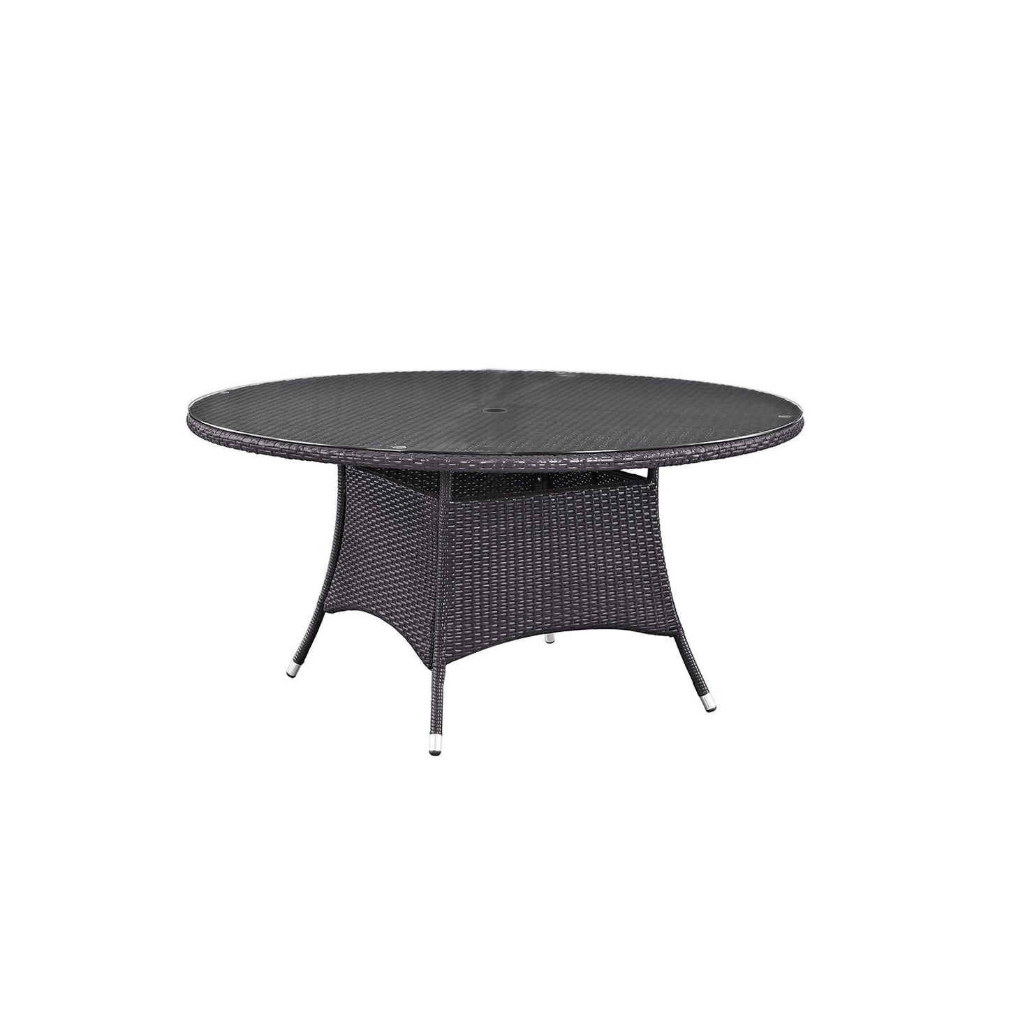 Modway Convene Wicker Rattan Outdoor Patio 59" Round Dining Table in Espresso ( damaged box )