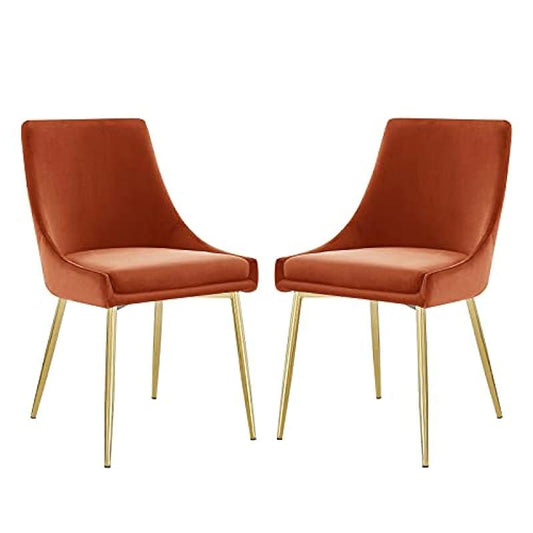 Modway Viscount Performance Velvet Dining Chairs-Set of 2, Orange