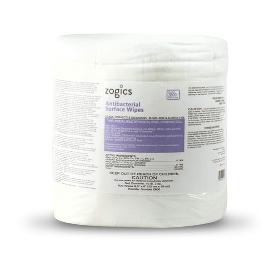 Zogics Antibacterial Wipes – Disinfecting Wipes for Sanitizing and Cleaning Surfaces and Equipment, EPA Registered Antibacterial Cleaning Wipes (1 Roll of 800 Wipes)