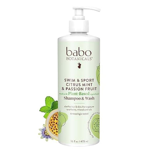 Babo Botanicals Swim & Sport Citrus Mint & Passion Fruit Clarifying Shampoo & Body Wash - 16 Fl Oz