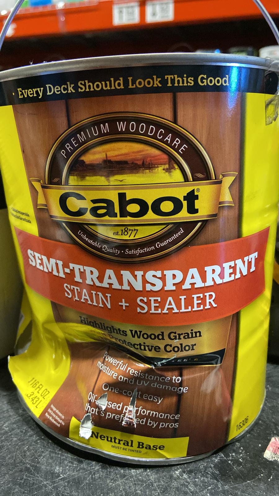 Cabot Semi-Transparent Low VOC Semi-Transparent Tintable Neutral Base Stain and Sealer 1 gal