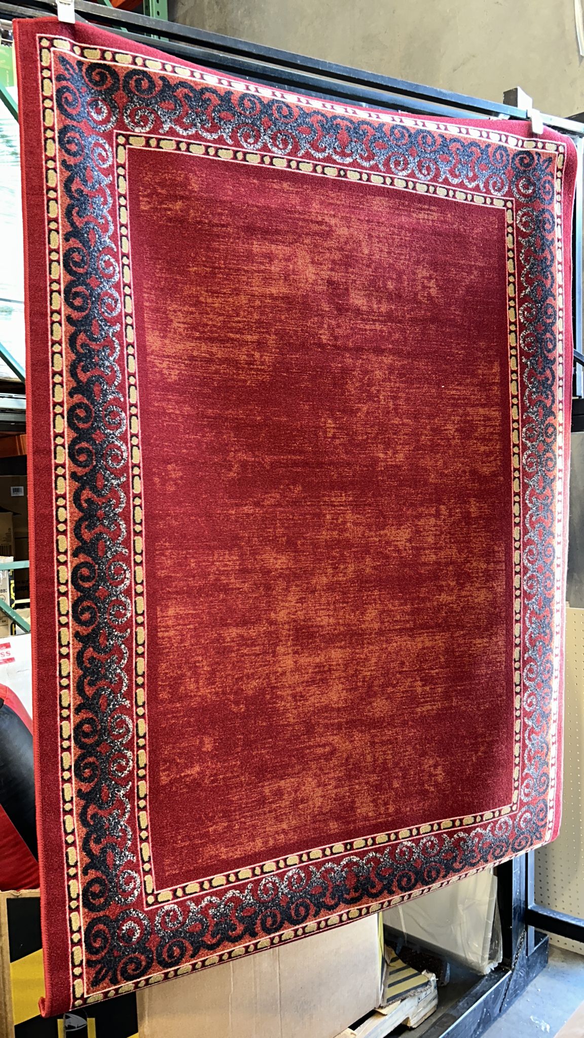 Antep Rugs Alfombras Bordered Modern 5x7 Non-Slip (Non-Skid) Low Pile Rubber Backing Indoor Area Rug (Maroon Red, 5' x 7')