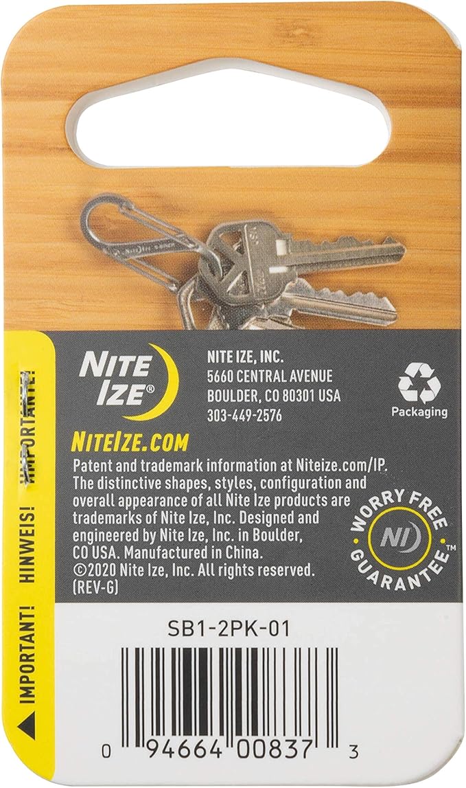 Nite Ize S-Biner Dual Carabiner Stainless Steel, Size 1, Black, 2 count (Pack of 1)