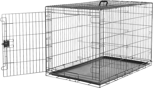 Amazon Basics Durable, Foldable Metal Wire Dog Crate with Tray, Single Door, 48 Inches, Black