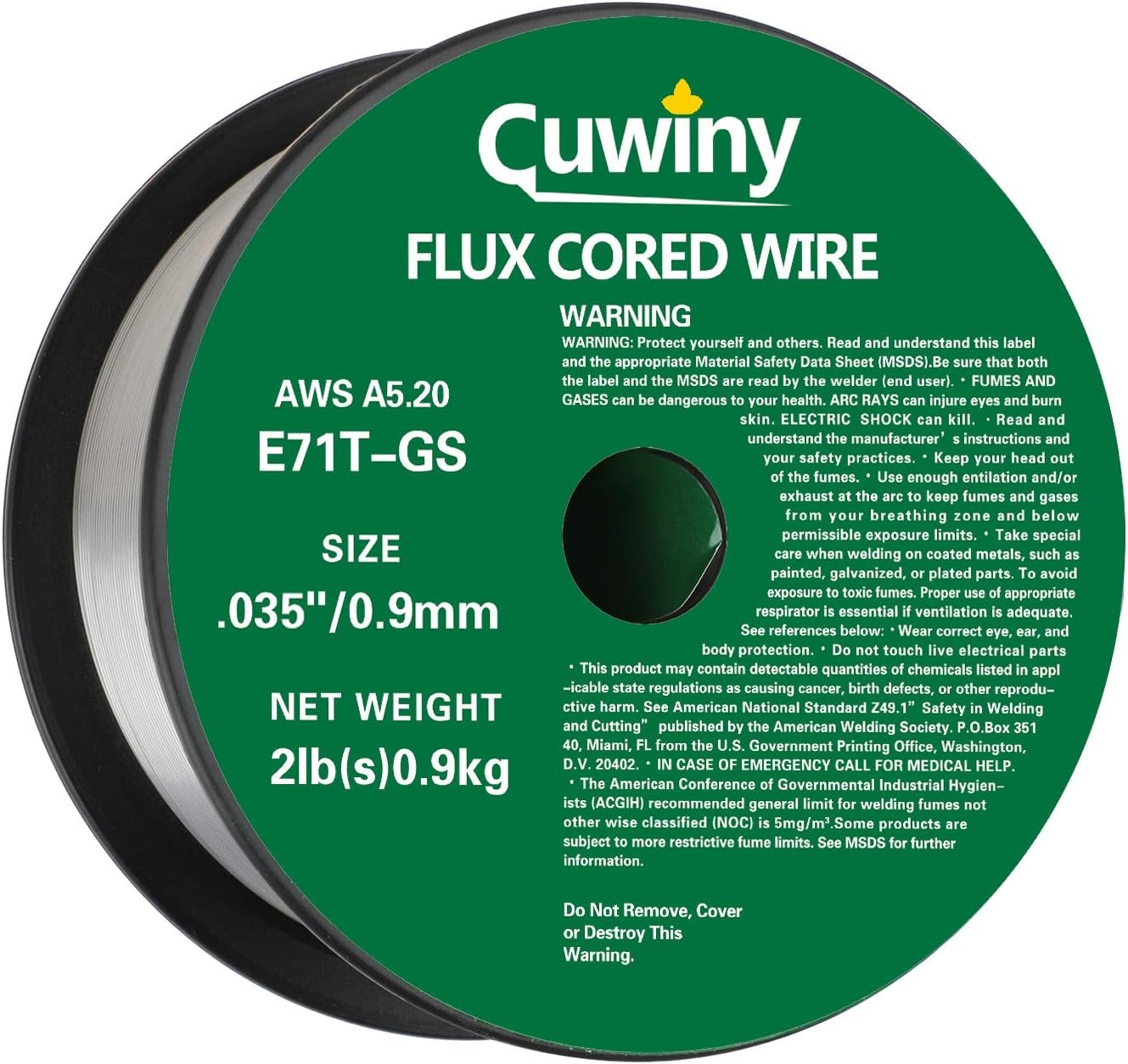 Pack of 5 Cuwiny Gasless Flux Core Mig Wire, Mild Steel E71TGS.035-Diameter, 2-Pound Spool (0.035-Inch 2LB)