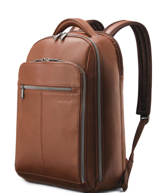 Samsonite Classic Leather Backpack Cognac