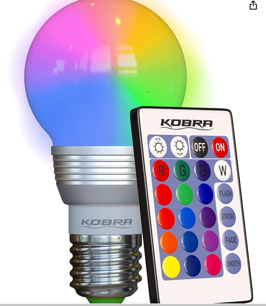 Kobra Color Changing LED Light Bulb with Remote, 16 Different Color