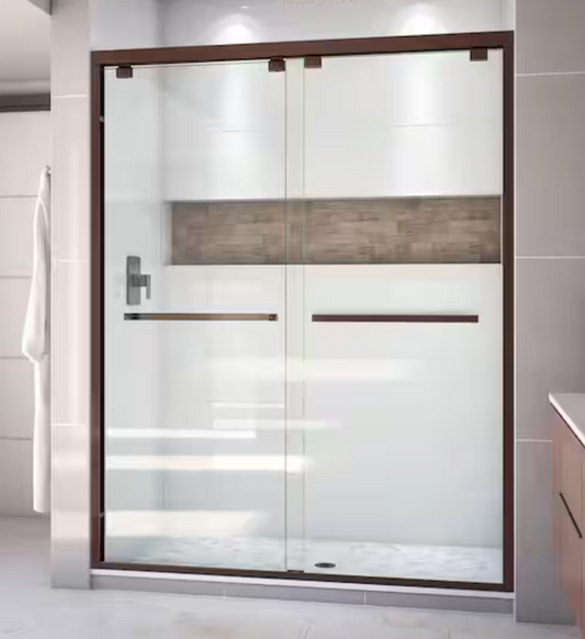 Encore 56 in. to 60 in. W x 76 in. H Sliding Semi-Frameless Shower Door