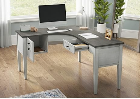 Whalen Lagron L-Shaped Wood Corner Desk, Gray