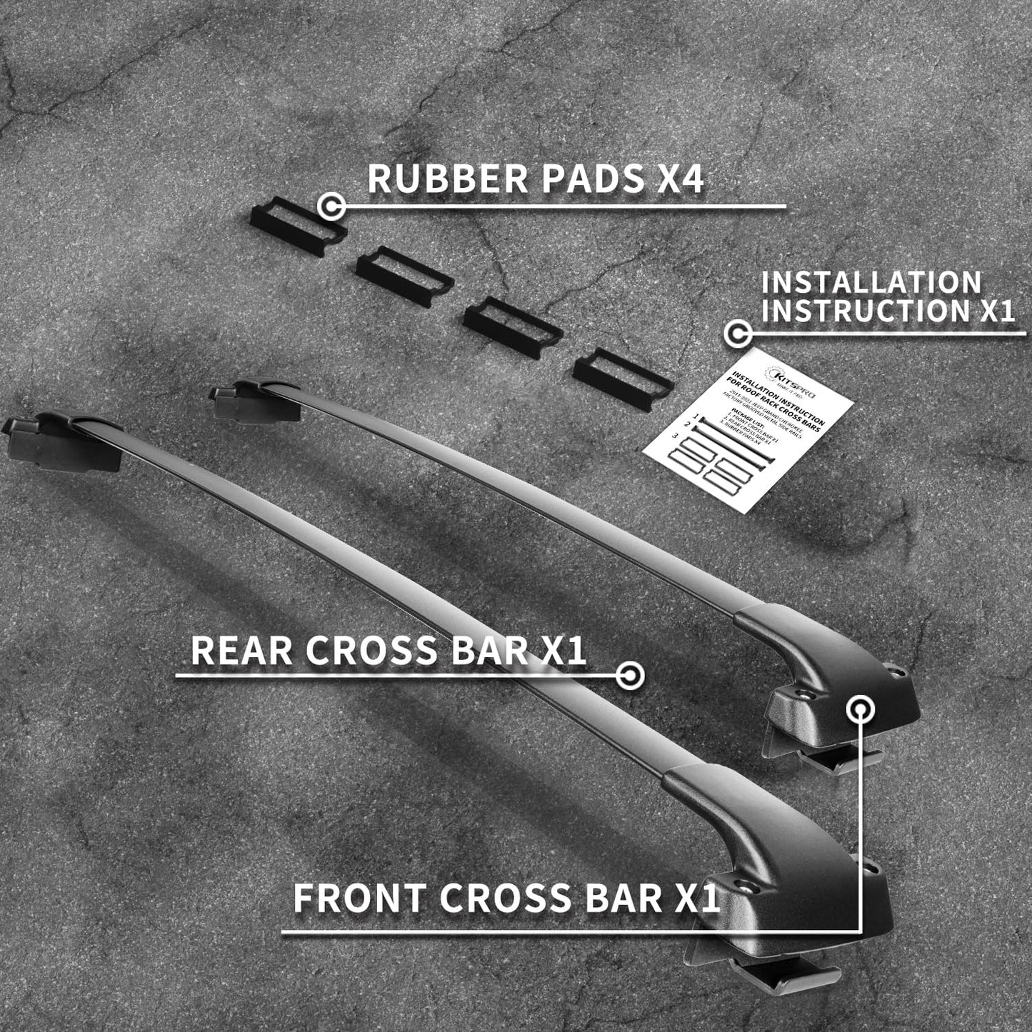 Pro Caps 260lb Roof Rack Cross Bars for 2011-2021 Jeep Grand Cherokee (ONLY FIT Factory Grooved Side Rails) KP00173CB