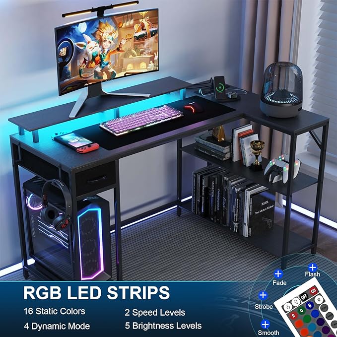 Eivanet L Shaped Gaming Desk JS-03