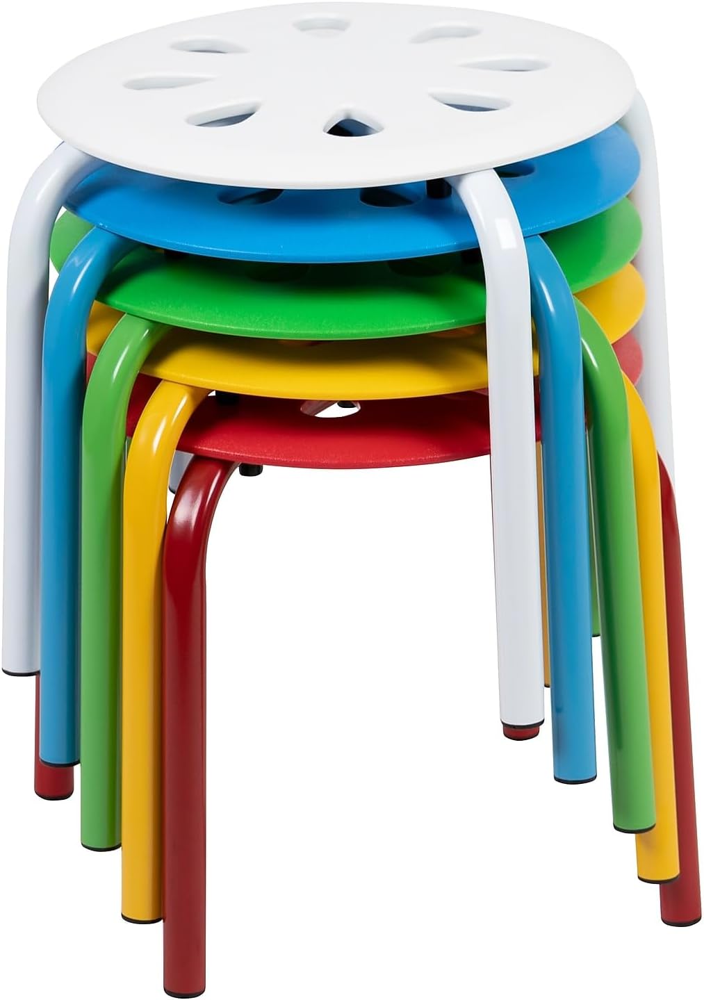 Open Box Flash Furniture Bentley Plastic Nesting Stack Stools, 11.5"Height, Assorted Colors (5 Pack)