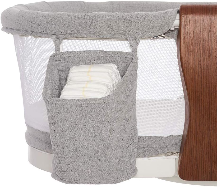 HALO BassiNest Swivel Baby Bassinet, Soothing Center, Vibration and Sound, Luxe Series, Dove Grey Tweed