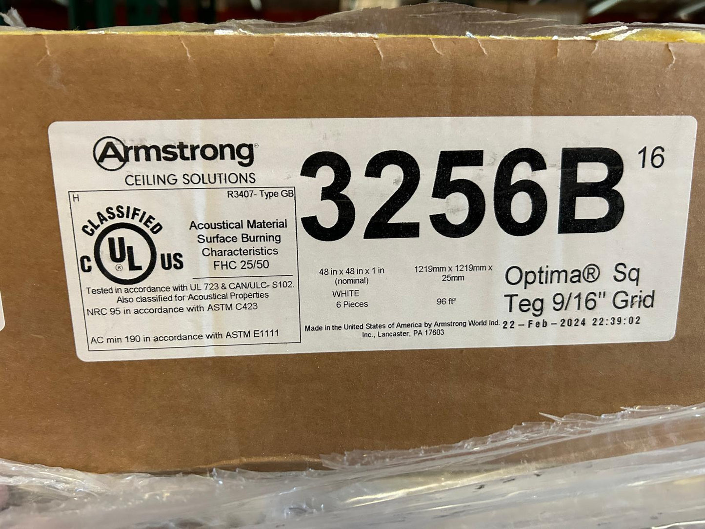 Armstrong Ceilings OPTIMA Lay-In and Tegular 9/16" 48 in x 48 in x 1 in Grid Size Ceiling Tiles