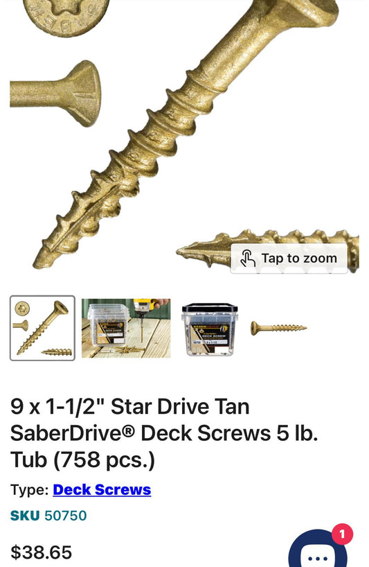 Saberdrive Tan XL1500 Coated Exterior Star Drive Multi-Purpose Deck Screws 5 LB, 758 pieces