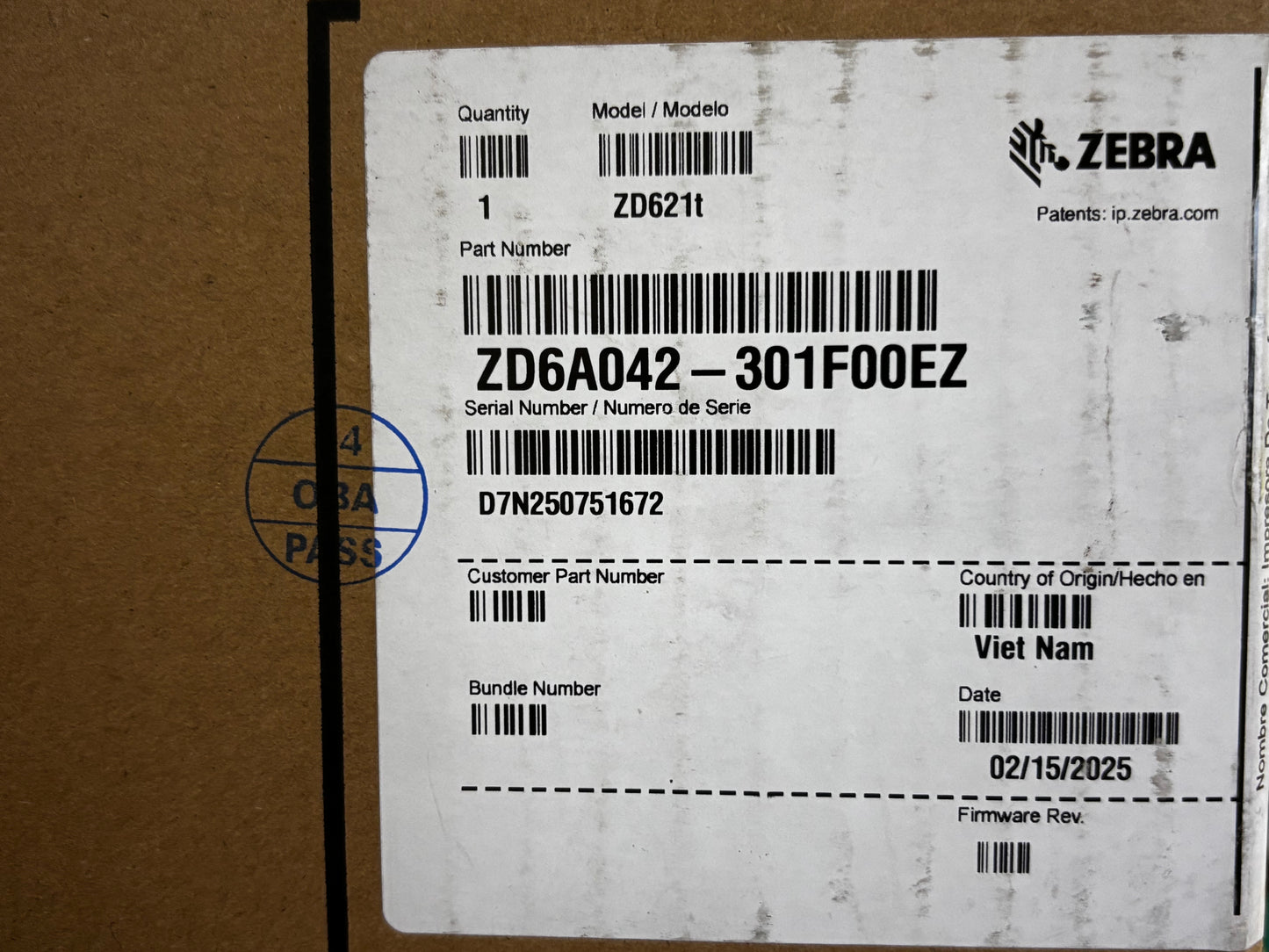 Zebra ZD6A042-301F00EZ Barcode Label Printer