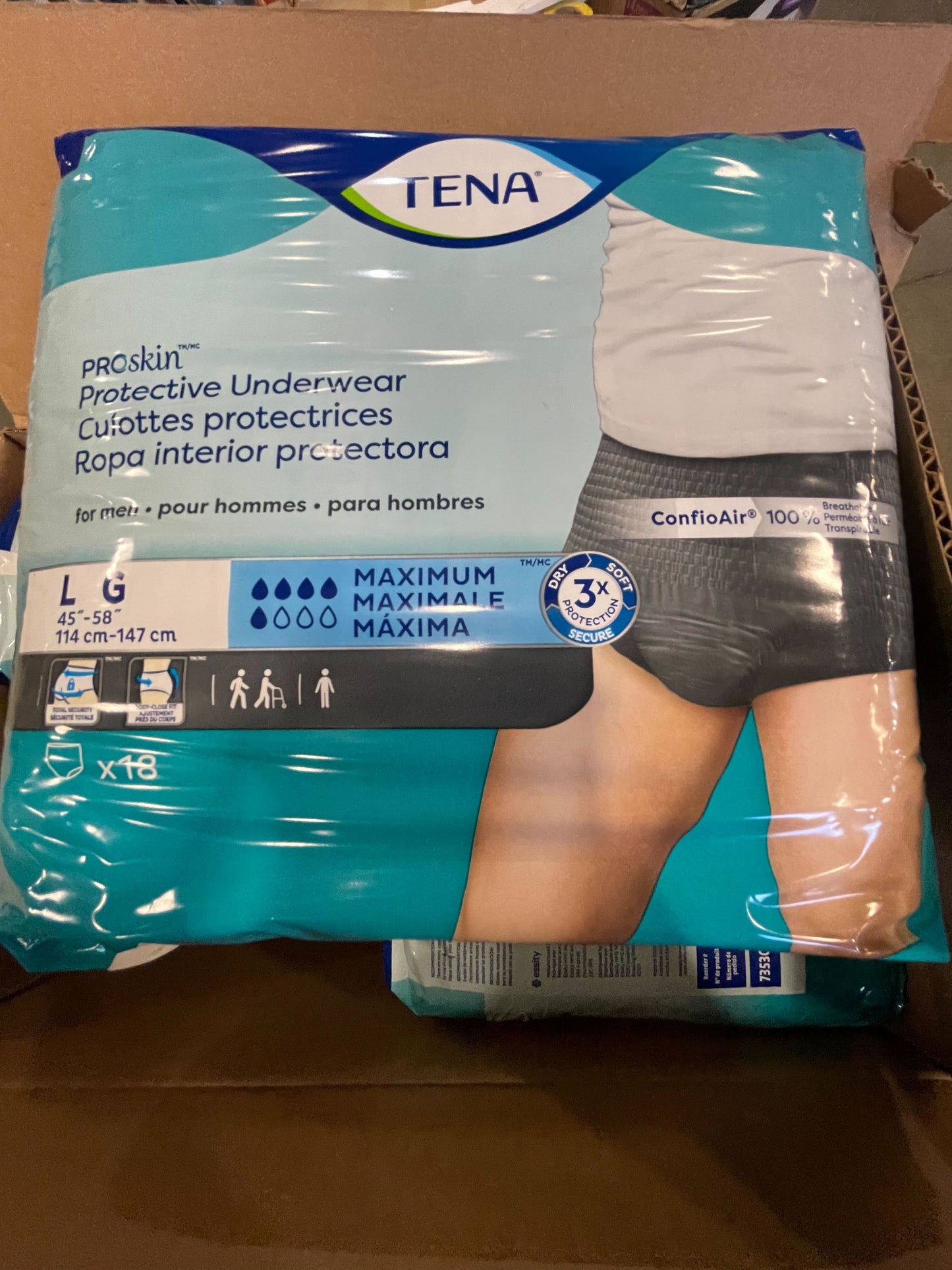 TENA ProSkin - Disposable protective underwear for men, with removable seams, size L, maximum, 18 units