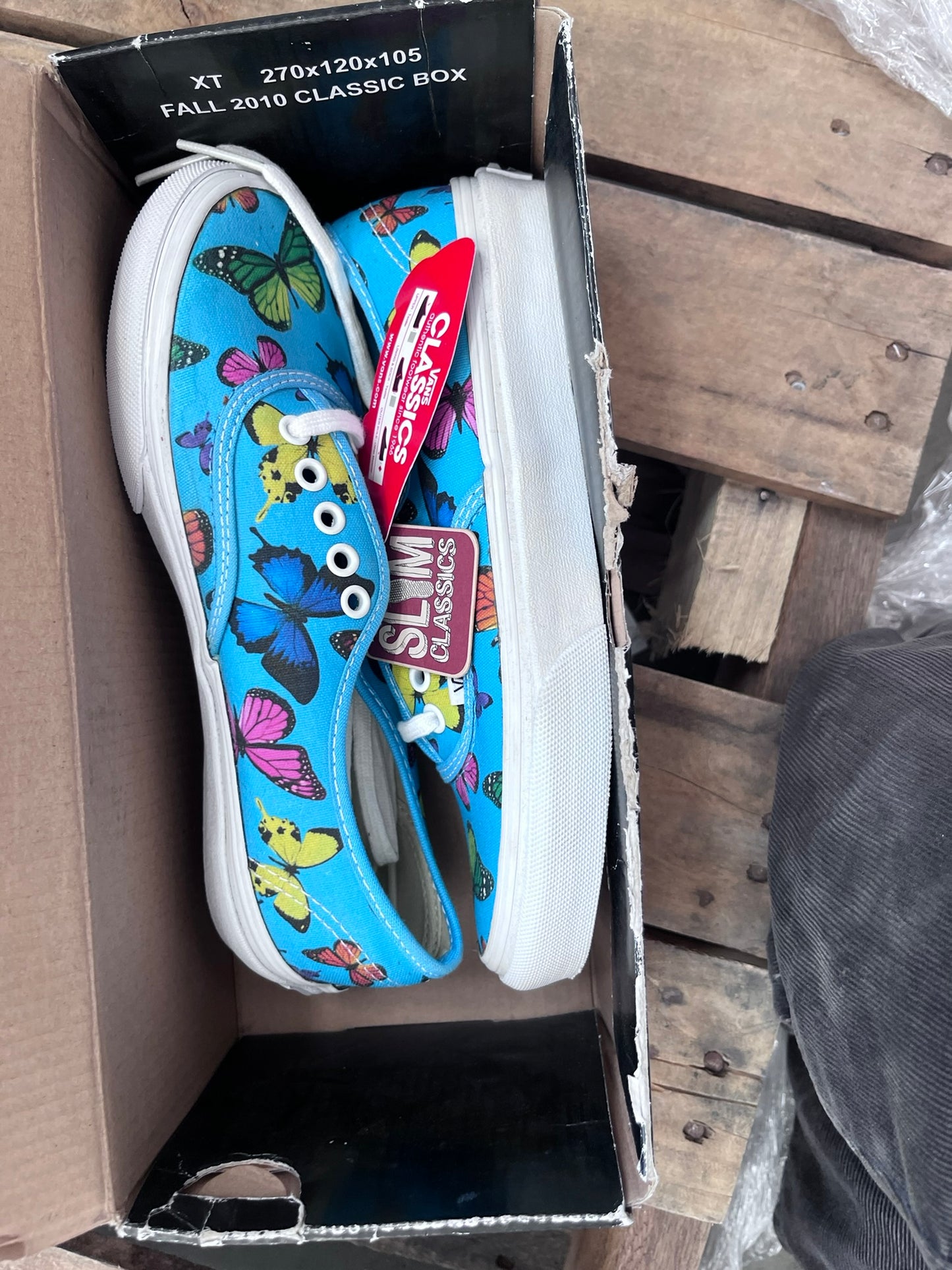 Vans Womens Authentic Slim Butterflies Scuba Blue Skateboarding Shoes