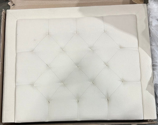 Twin Sized Upholstered Headboard with Diamond Tufting, Cream