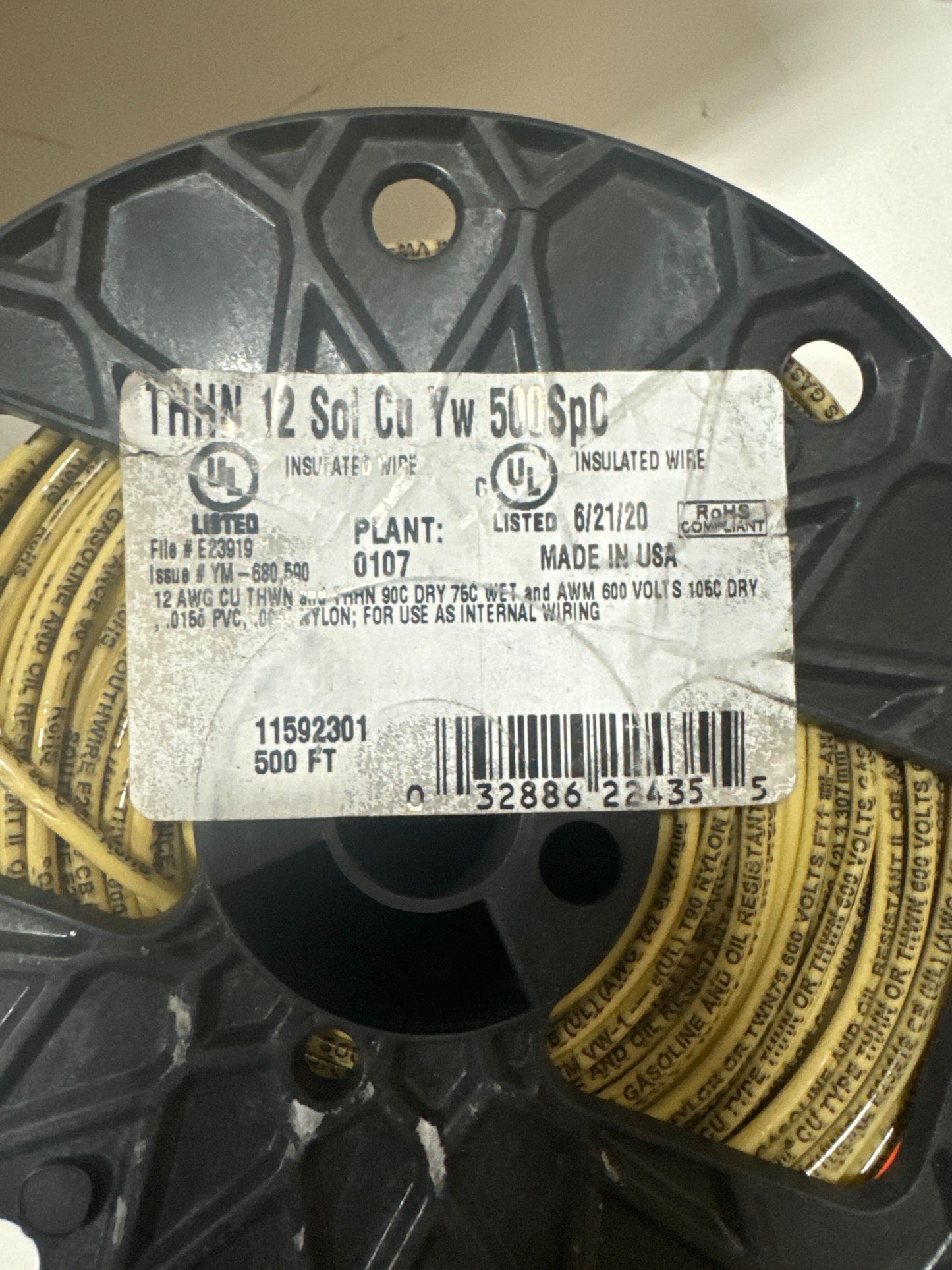 12yel-Solx500 Thhn Single Wire