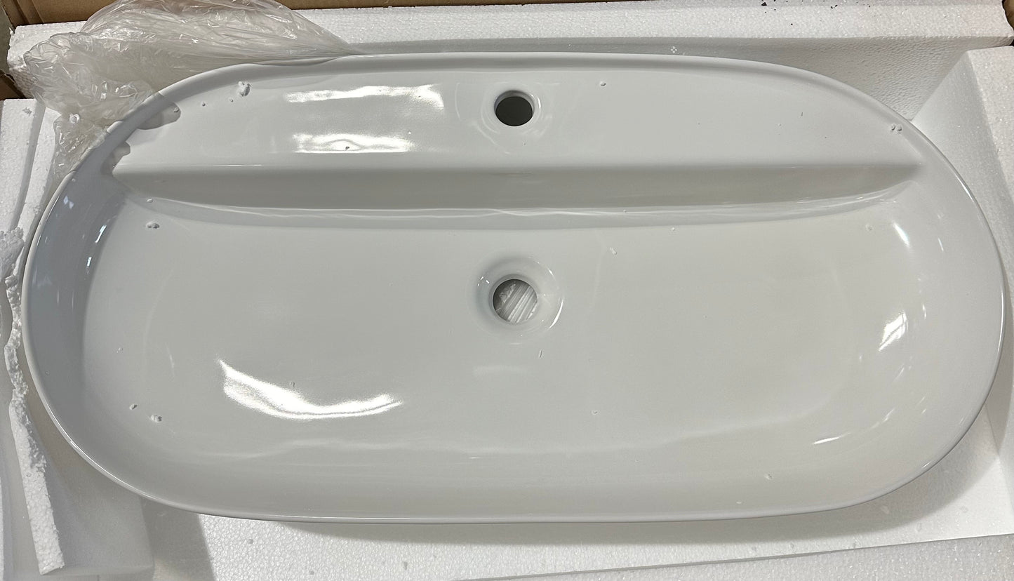 Kingo 32"X16" Inch Bathroom Vessel Sink, Modern Bathroom White Vessel Sink