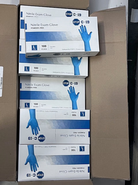 Nitrile Exam Glove Large Powder Free Non Sterile 4mil (SIZE LARGE)