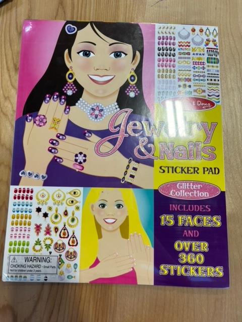 Melissa & Doug Jewelry and Nails Glitter Sticker Pad - 360+ Stickers, 15 Faces