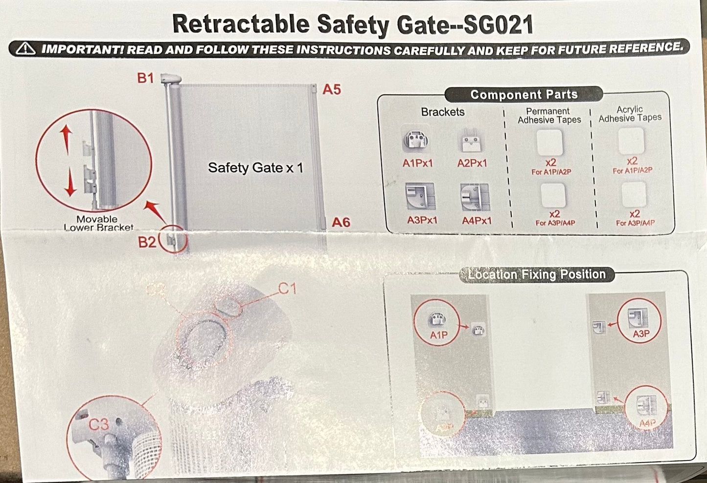 Retractable Baby Gates White for The House 55" Wide x 34" Tall SG021