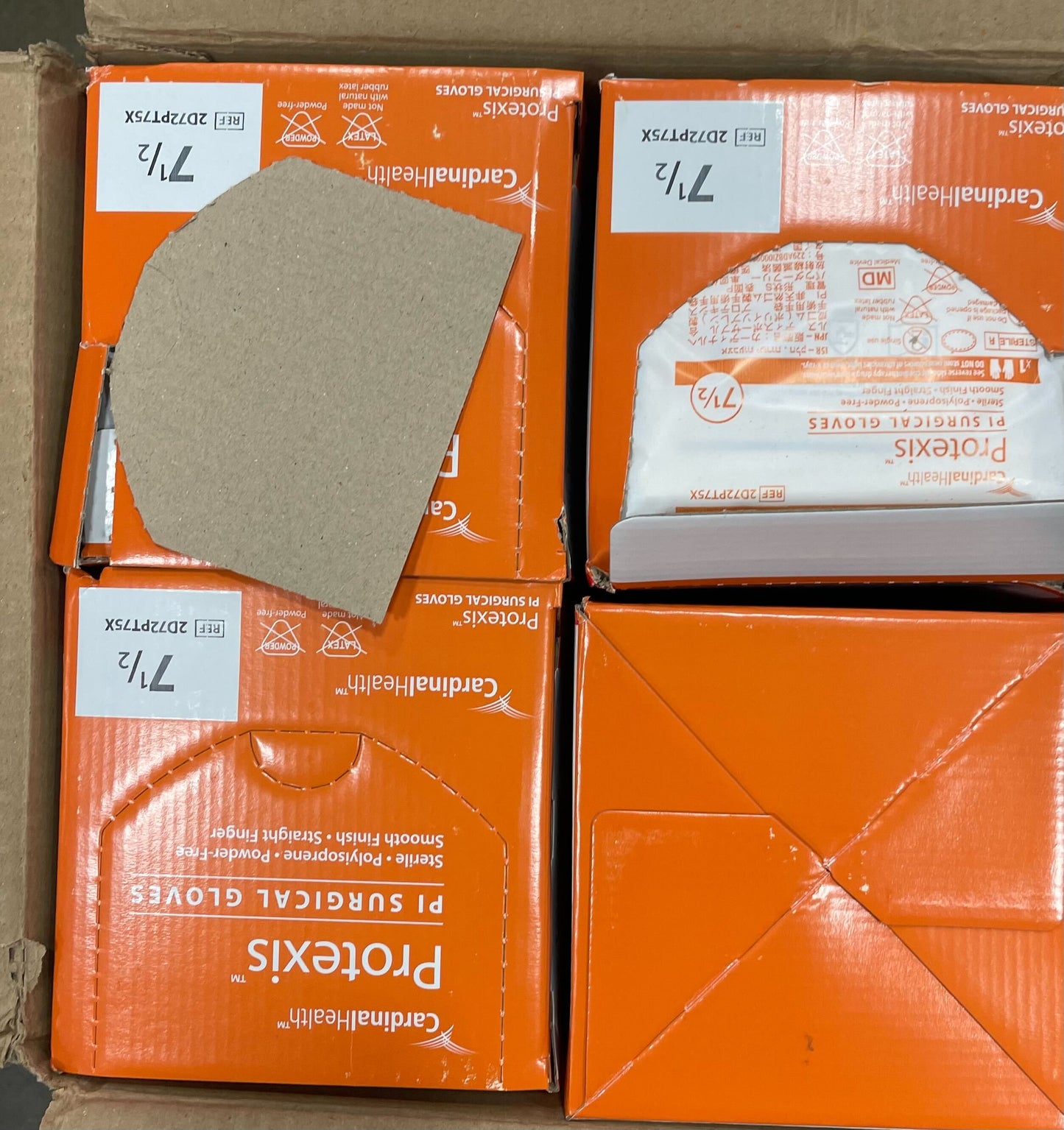 Cardinal Health PI Surgical Gloves, Size 7.5, Case/200