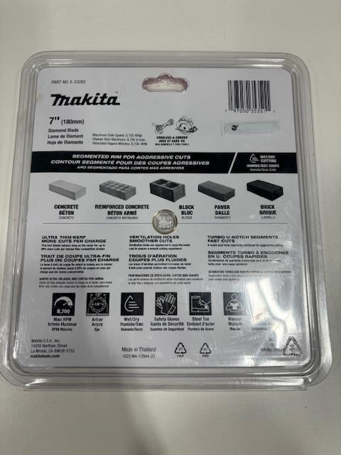 Makita E-23282 7" Thin Kerf Diamond Blade, Segmented, General Purpose