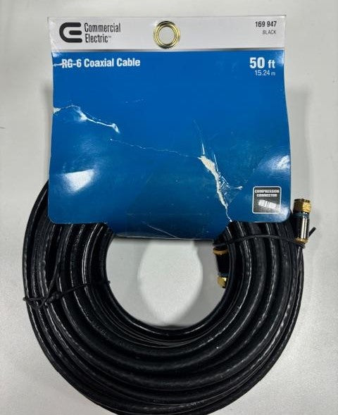 Commercial Electric 50 ft. RG-6 Coaxial Cable - Black-169947