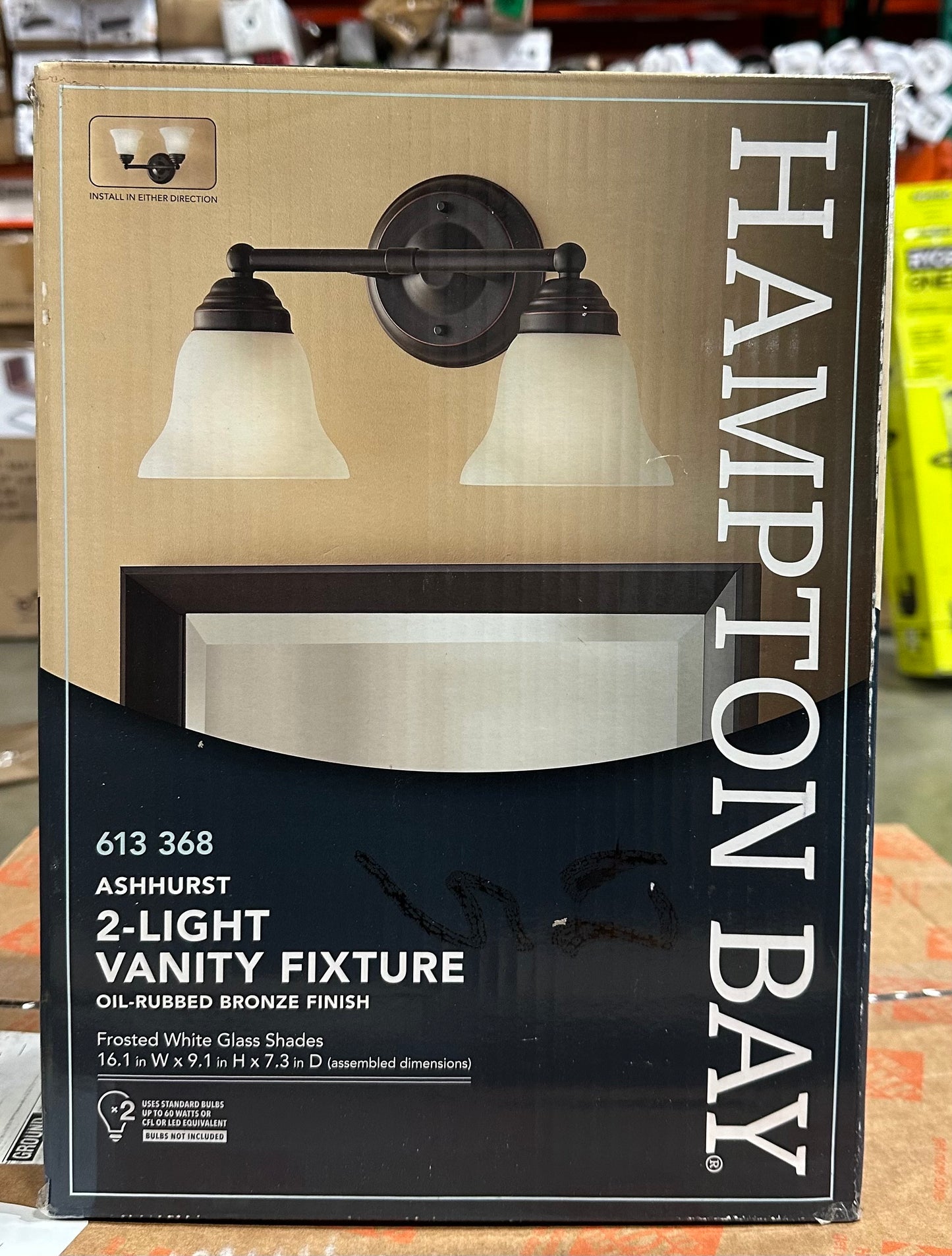 Ashhurst 2-Light Oil Rubbed Bronze Vanity Light with Frosted Glass Shades