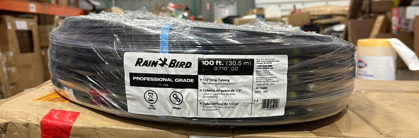 Rain Bird T71-100S Drip Irrigation 1/2" (.710" OD) Blank Distribution Tubing, 100', Black