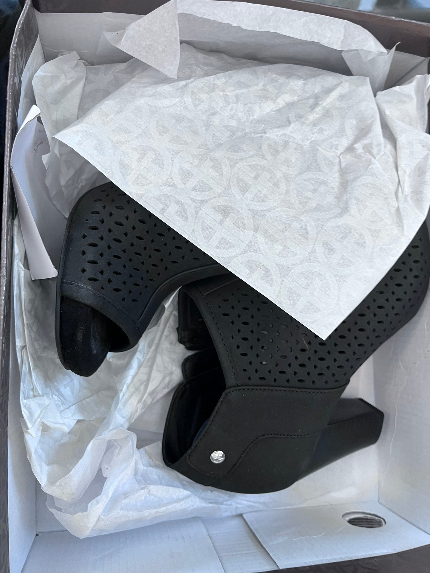 Giani Bernini Womens Angye Open Toe Ankle Fashion Boots, Black, Size 5.5