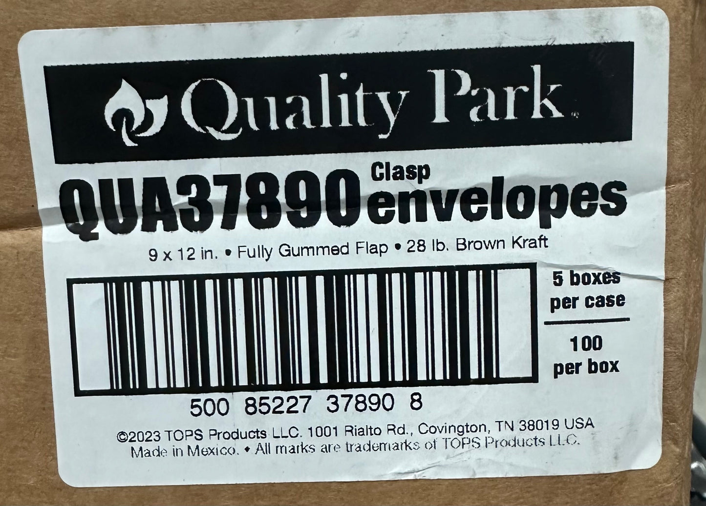 Quality Park 9 x 12 Clasp Envelopes Case of 5 Boxes of 100(QUA37890)