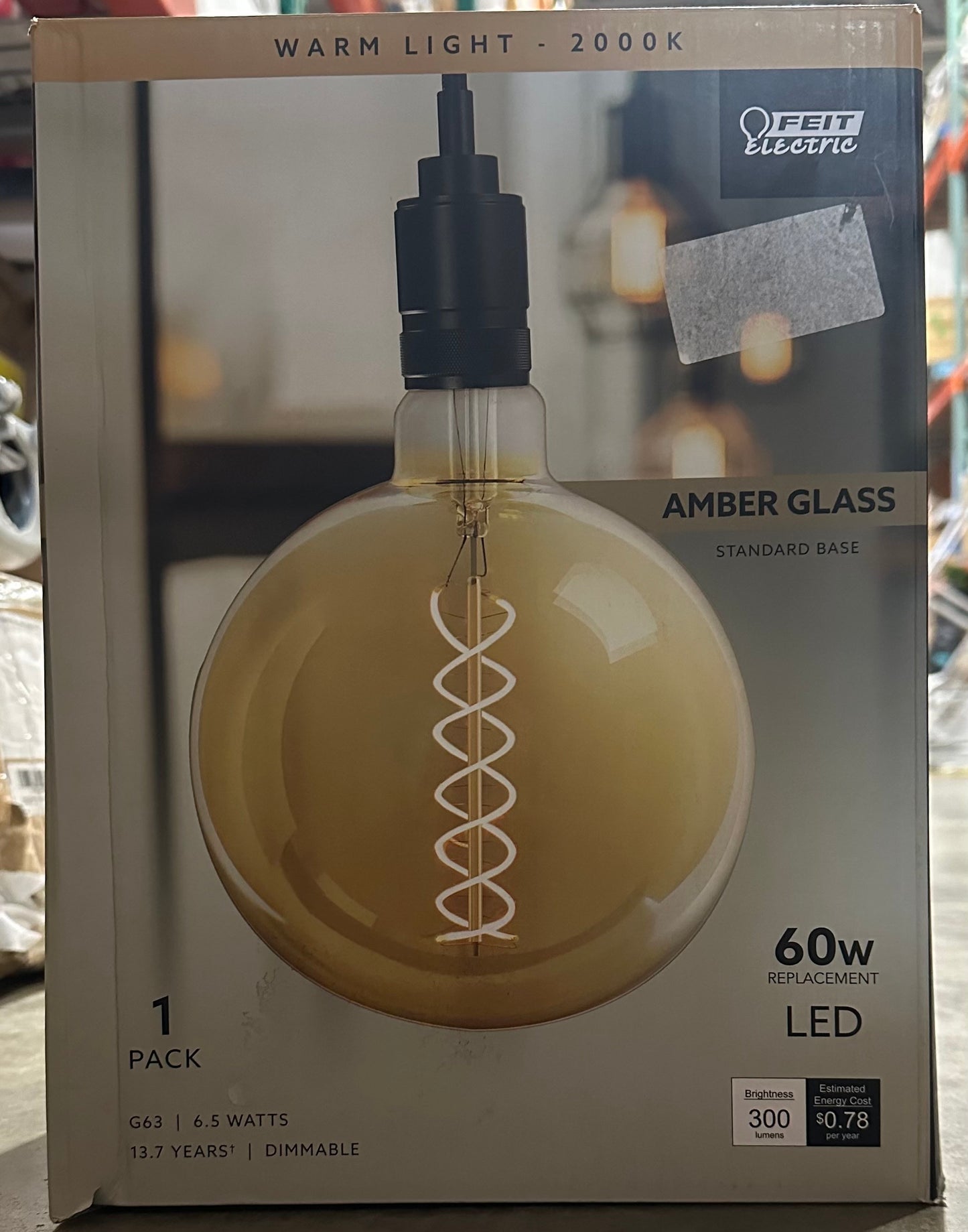 Amber Glass Vintage Edison LED Light Bulb, Warm White