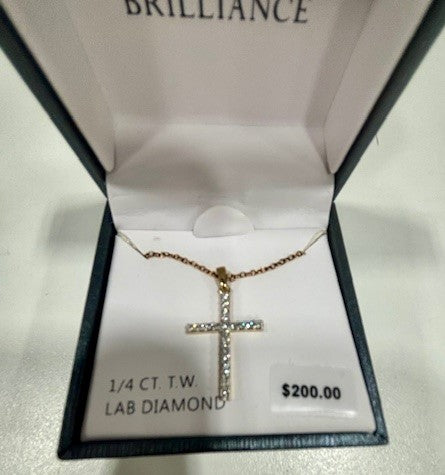 Diamond Brilliance 1/4 Carat T.W. Lab-Created Diamond Cross Pendant Necklace 18 "