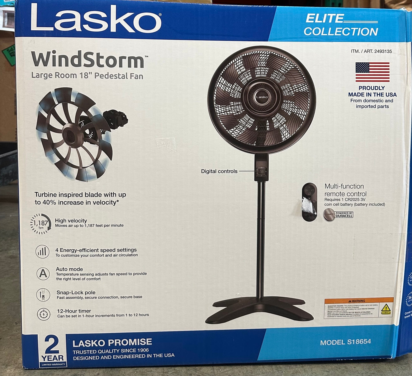 Lasko WindStorm 18"" Adjustable Pedestal Fan, S18654