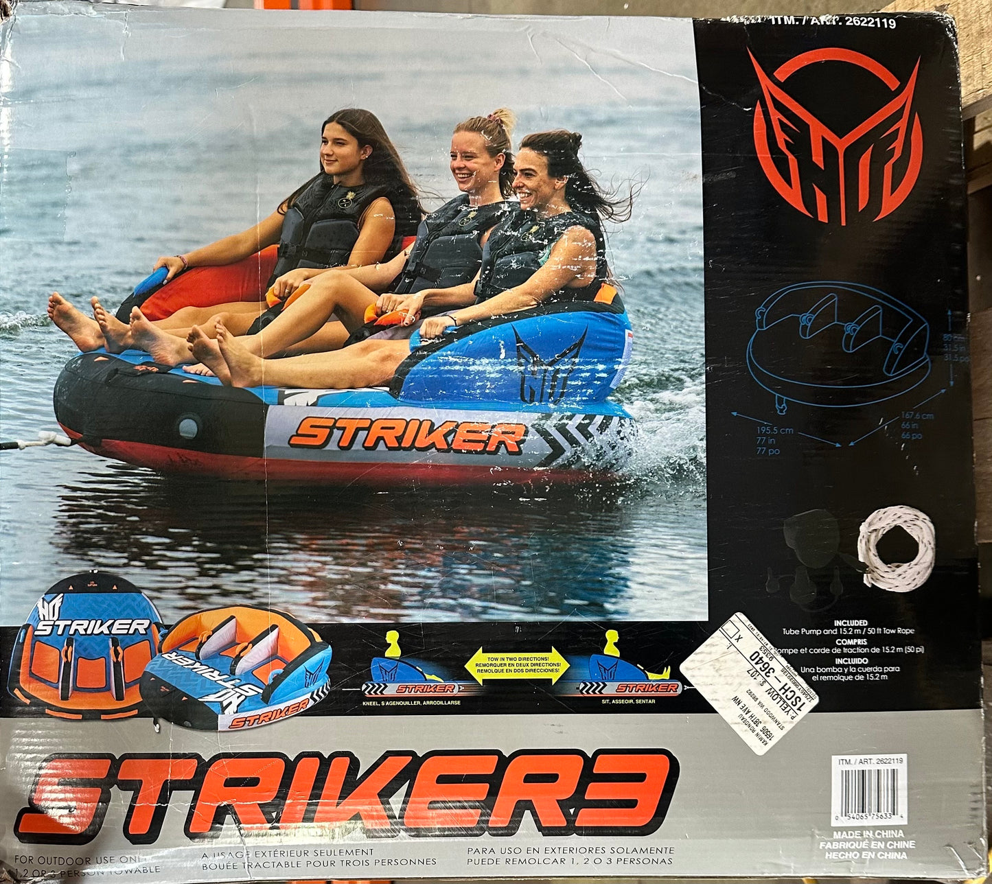 HO Sports Striker 3 Towable with Rope and 12V Pump