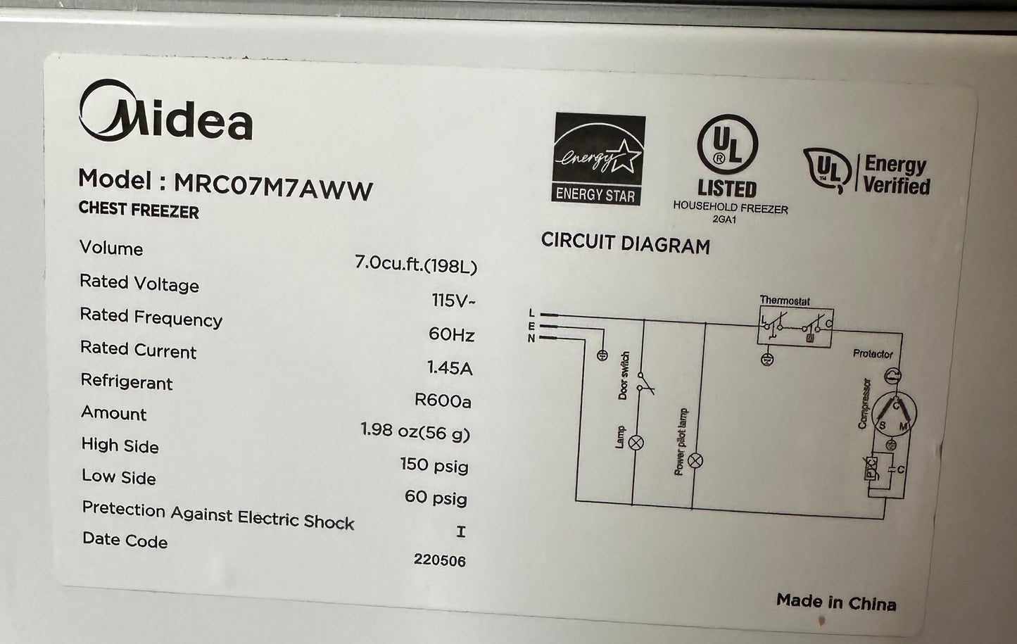 Midea 7.0 Cu. Ft. Convertible Chest Freezer with LED