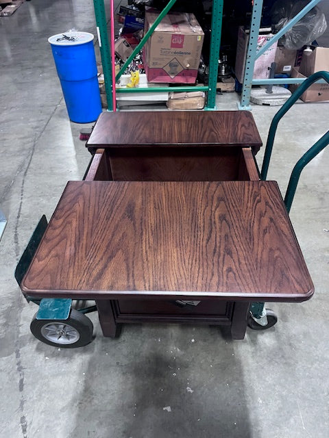 Signature Design by Ashley Woodboro Traditional Square End Table with 1 File Drawer, 2 Electrical Outlets and USB Port, Dark Brown