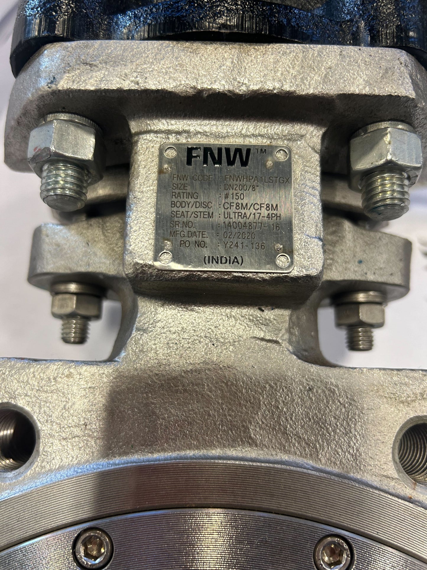 DelVal FNW Handwheel Gear Operator 12W02000214EBSD1 DN200/8" 150 PSI  RATIO 40:1 TORQUE 6195/700NM